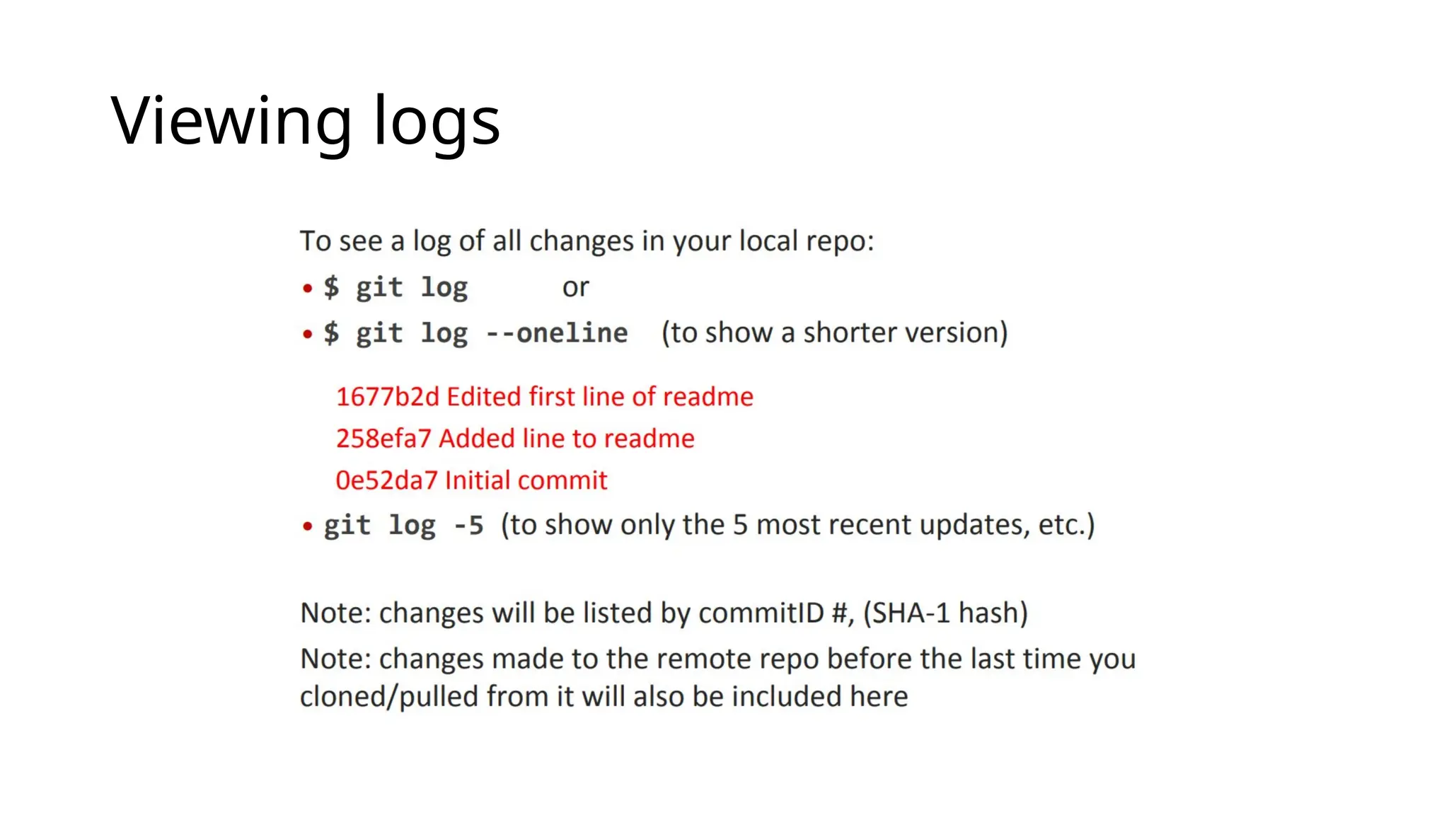 Viewing logs 
