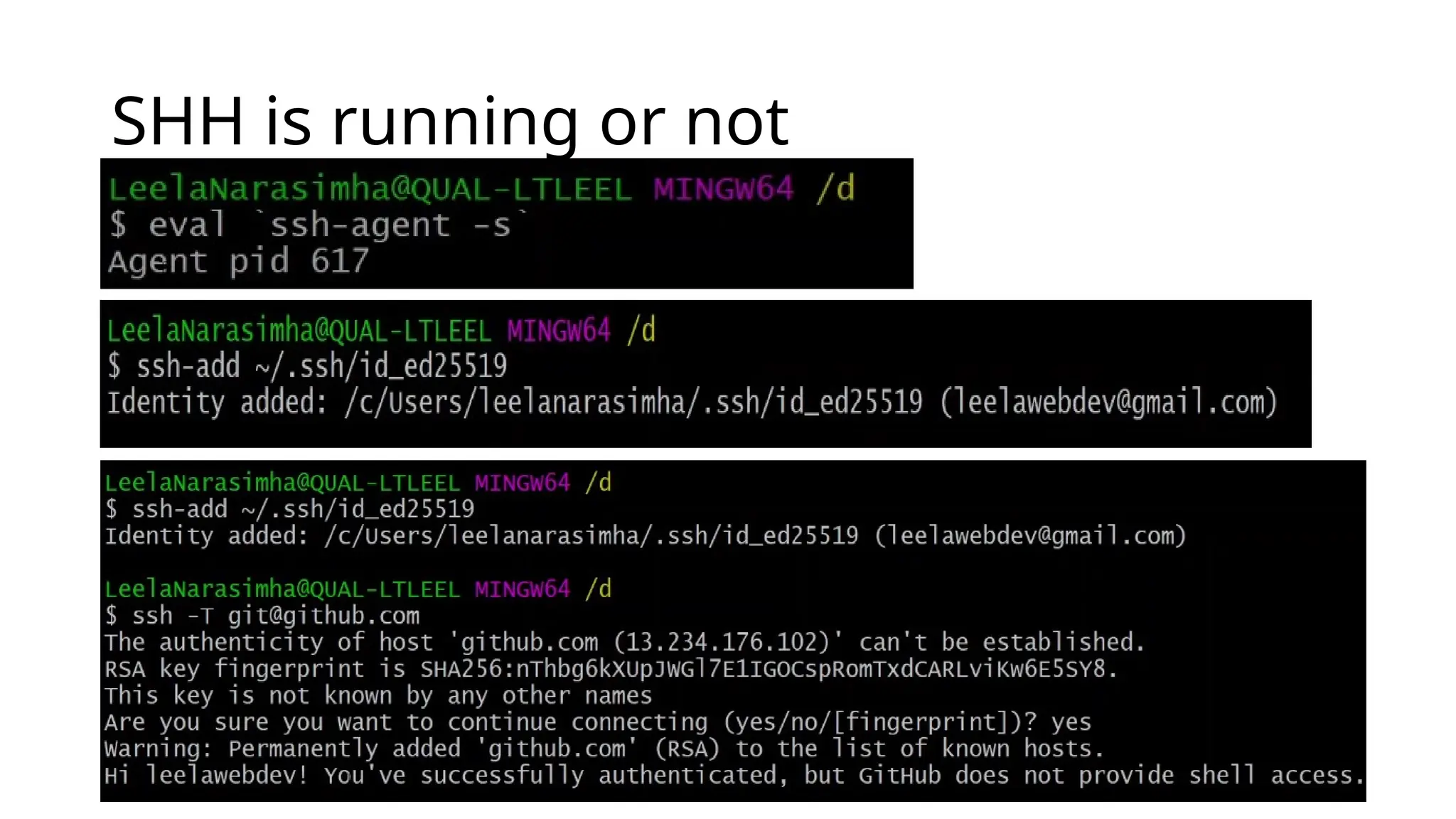 SHH is running or not 