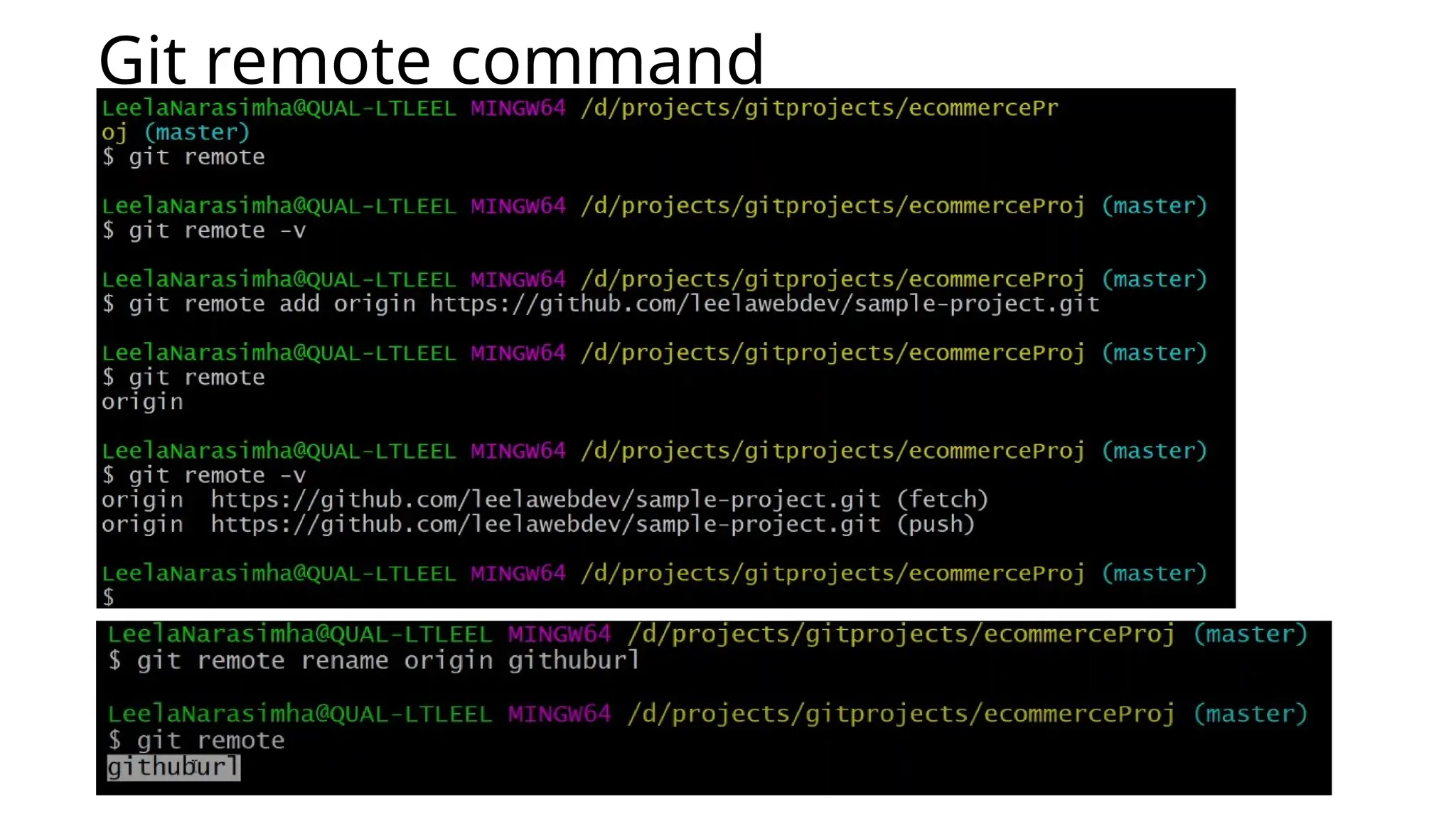 Git remote command 