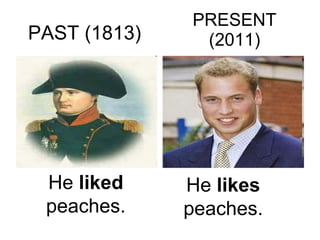 PRESENT (2011) PAST (1813) He  likes  peaches. He  liked  peaches. 