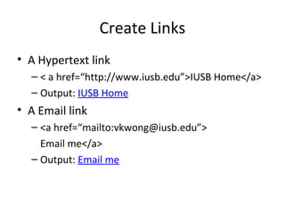 Unit 2 (html) | PPT