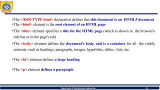 HTML (HyperText Markup Language) is used to create webpage structure ...