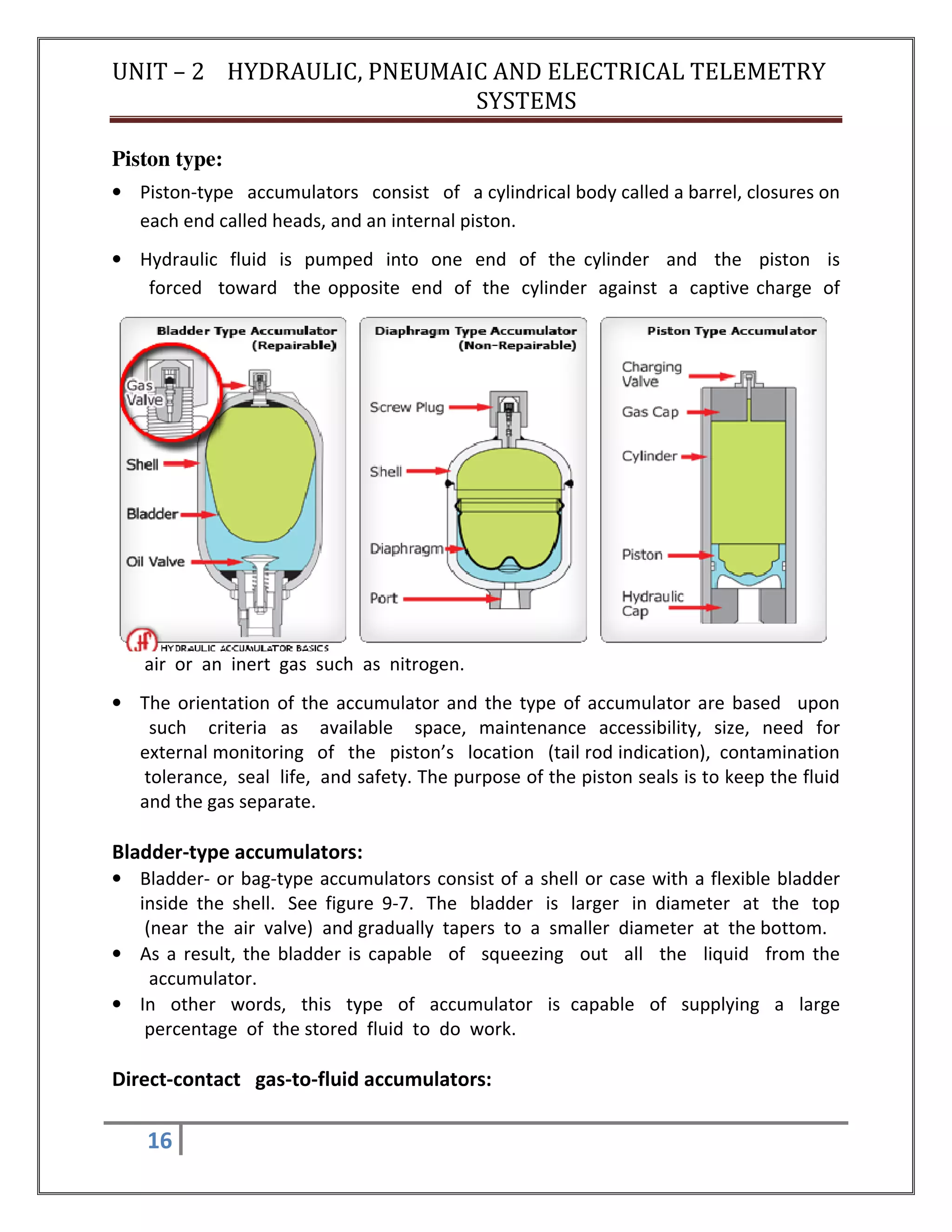 Unit – 2 hydraulic, pneumaic and electrical telemetry systems | PDF