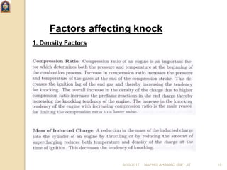 Factors affecting knock
1. Density Factors
6/10/2017 NAPHIS AHAMAD (ME) JIT 15
 