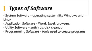 The Basic Computer Programing Software Tools Comprehensive Overview of Computer System Components and Functions | PPTX
