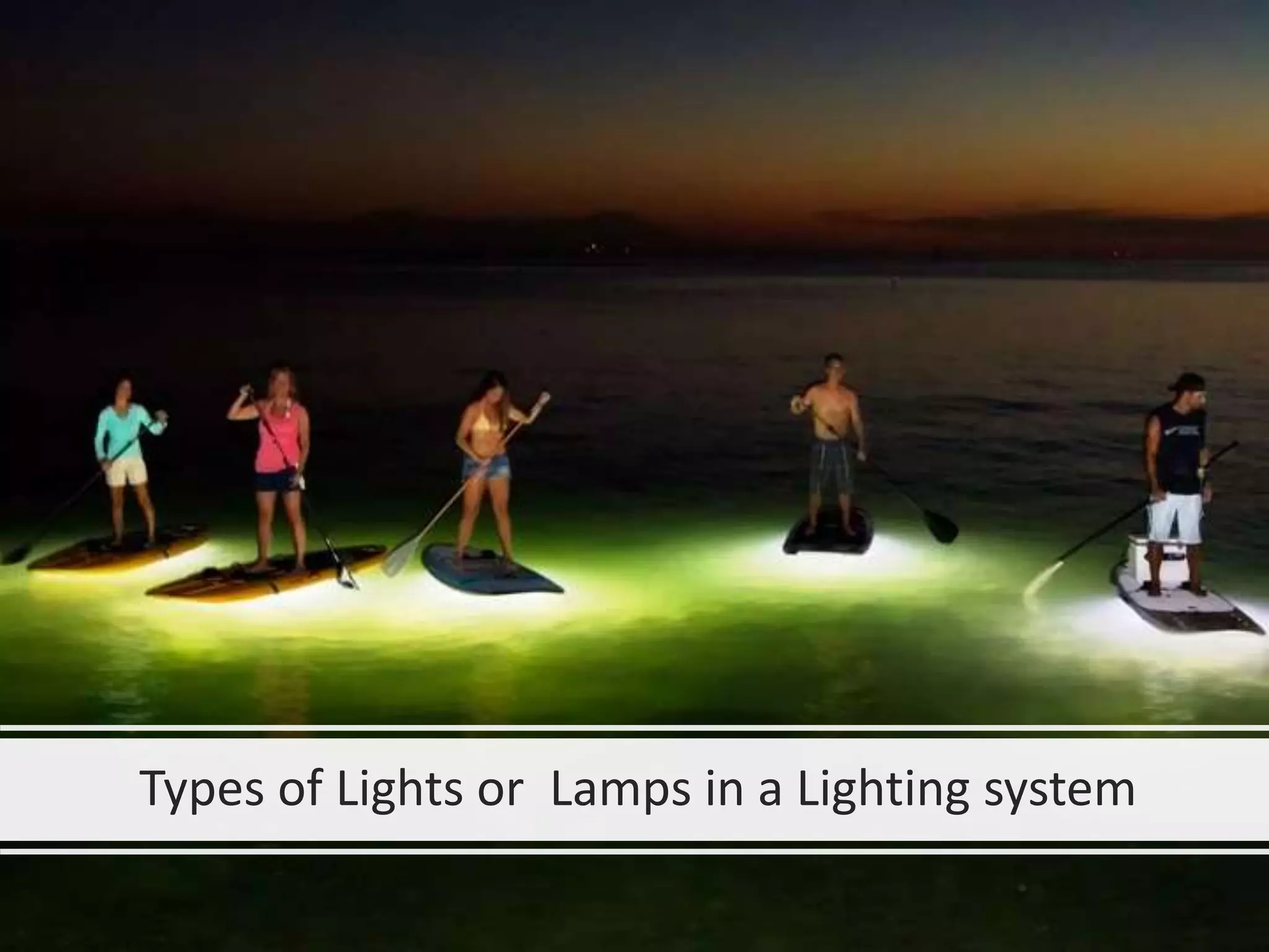 Types of Lights or Lamps in a Lighting system
 