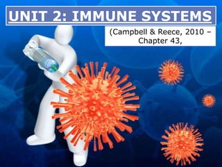 UNIT 2: IMMUNE SYSTEMS
(Campbell & Reece, 2010 –
Chapter 43,
 