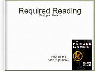 Required Reading 
Dystopian Novels 
How did the 
society get here? 
 