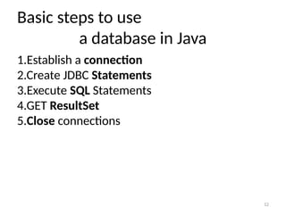 Comprehensive Guide to JDBC Programming and Database Connectivity in ...