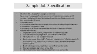 Sample Job Specification
 