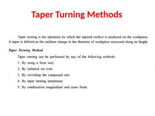 Taper Turning Methods
 