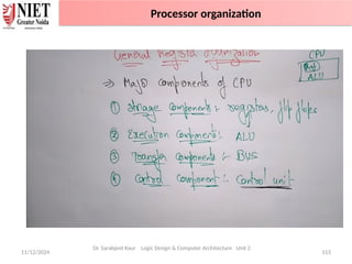 11/12/2024 113
Dr. Sarabjeet Kaur Logic Design & Computer Architecture Unit 2
Processor organization
 