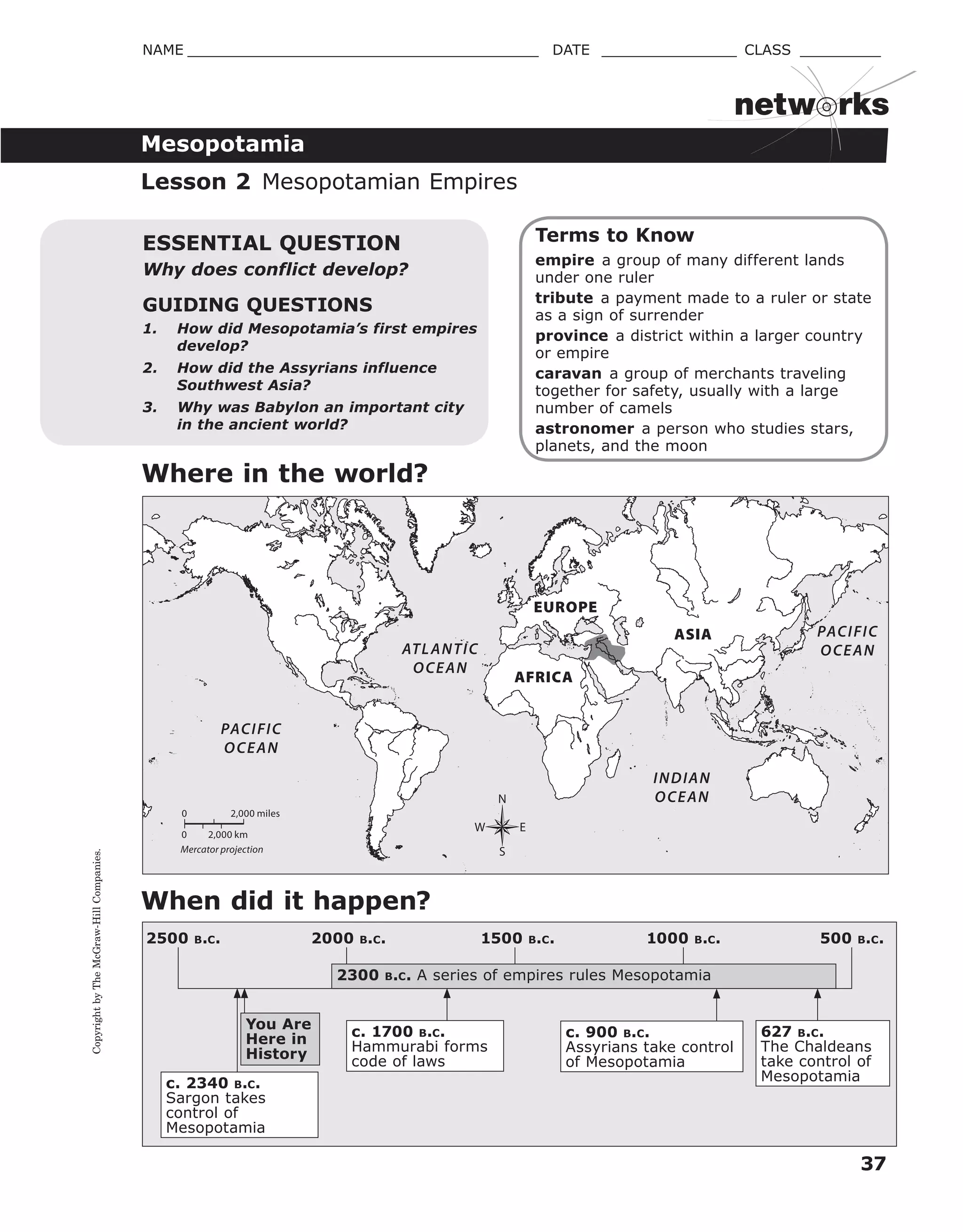Unit 2, lesson 1 2 mesopotamia workbook | PDF