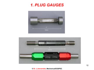 12
1. PLUG GAUGES
© Dr. J.Jeevamalar, Mechanical/EGSPEC
 