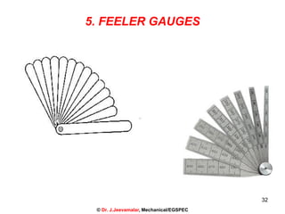 32
5. FEELER GAUGES
© Dr. J.Jeevamalar, Mechanical/EGSPEC
 