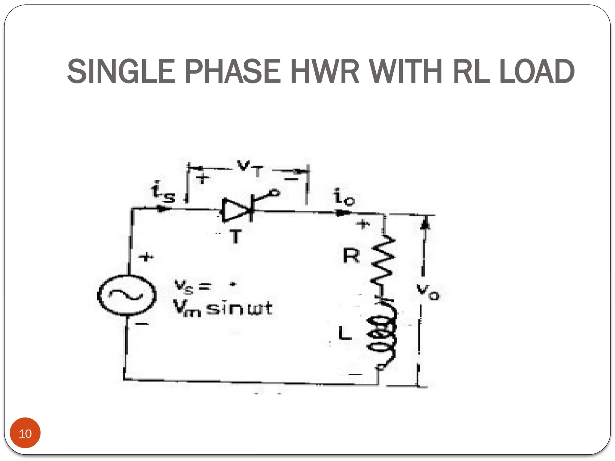 SINGLE PHASE HWR WITH RL LOAD
10
 