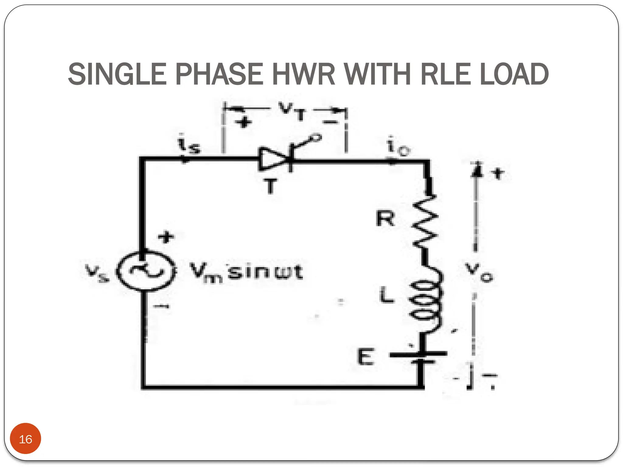 SINGLE PHASE HWR WITH RLE LOAD
16
 
