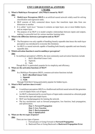 22PCOAM16 ML UNIT 2 NOTES & QB QUESTION WITH ANSWERS | PDF