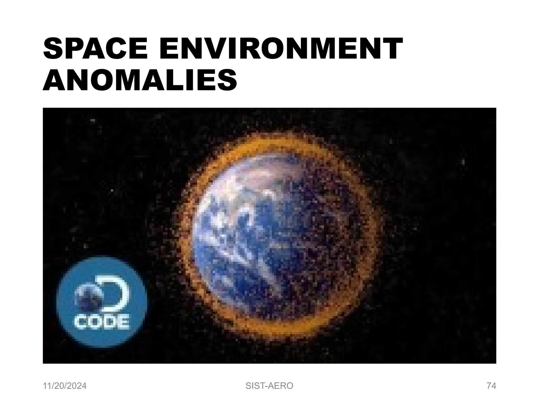 11/20/2024 SIST-AERO 74
SPACE ENVIRONMENT
ANOMALIES
 
