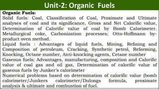 Unit-2: Organic Fuels
 
