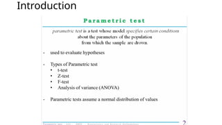 unit 2 parametric test and non parametric test | PPTX