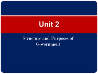Structure and Purposes of
Government
Unit 2
 
