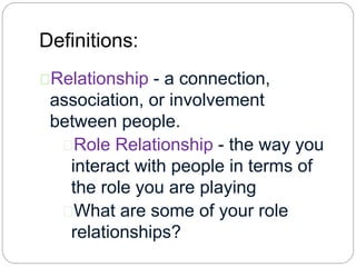 Unit 2 part 1 roles and relationships | PPTX