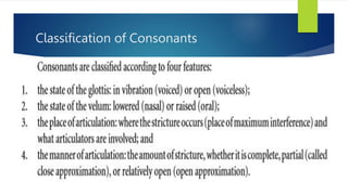 Classification of Consonants
 