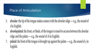 Place of Articulation
 