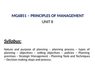 UNIT 2 POM.pptx PRINCIPLES OF MANAGEMENT | PPTX