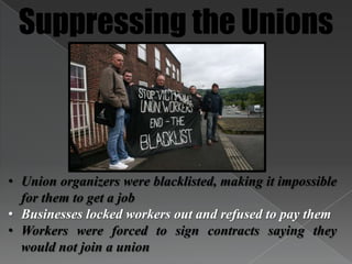 New inventions such as the light bulb, the telegraph, the telephone, the trolley car and railroads helped to increase the nation’s productive capacity and improve communication and transportationThe Birthof Unions