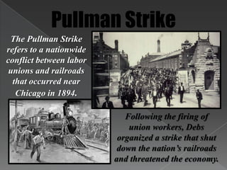 Knights of LaborIn response to the Great Railroad Strike of 1877, labor organizers formed the first nationwide industrial union – the Knights of Labor. The Knights called for an eight-hour workday, supported the use of arbitration AND began to organize strikes.