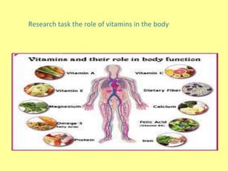 Research task the role of vitamins in the body
 