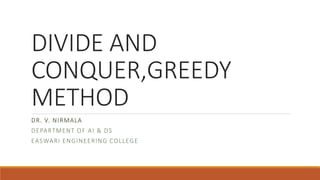 Divide and Conquer / Greedy Techniques | PPT