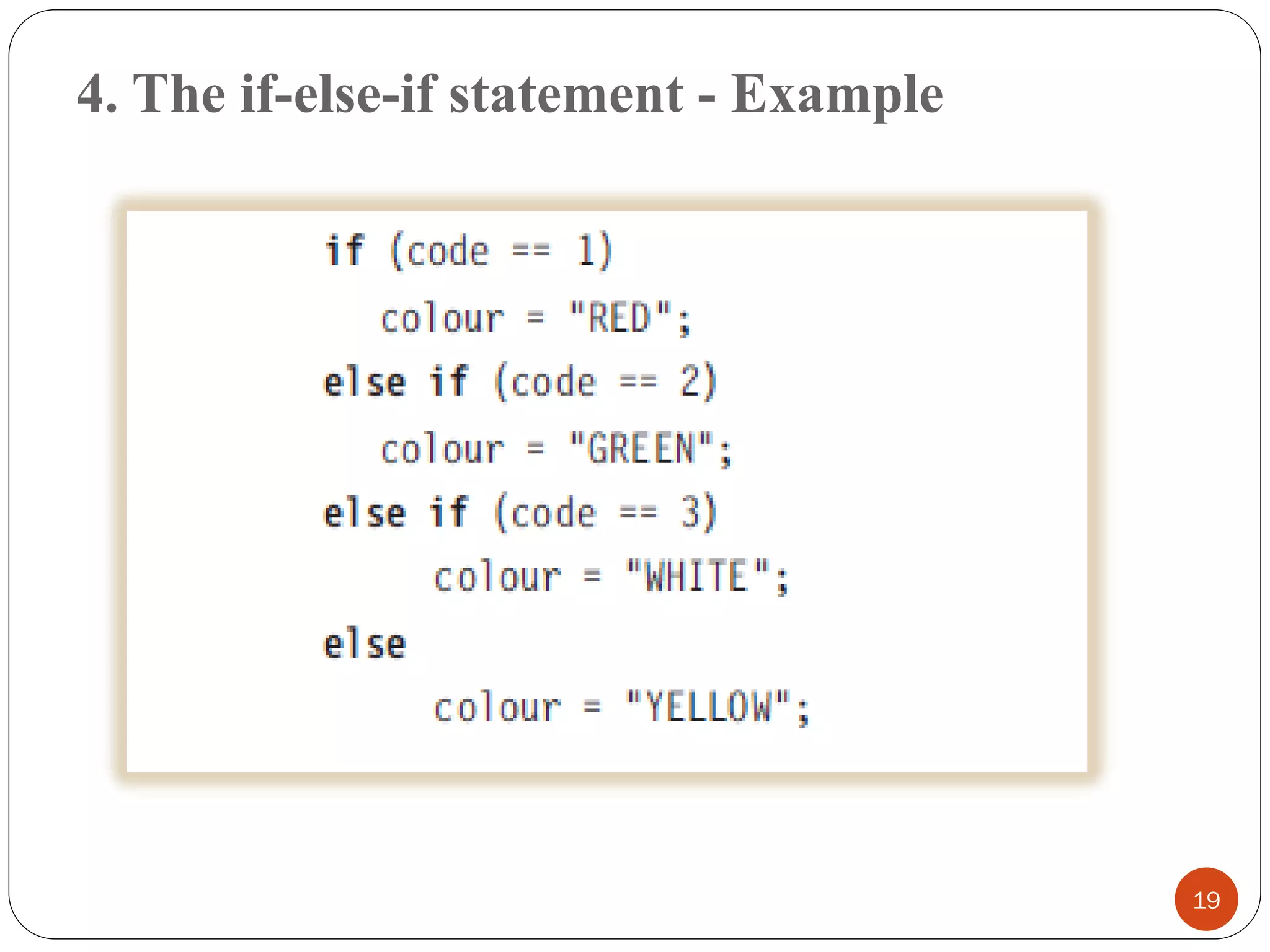 4. The if-else-if statement - Example
19
 