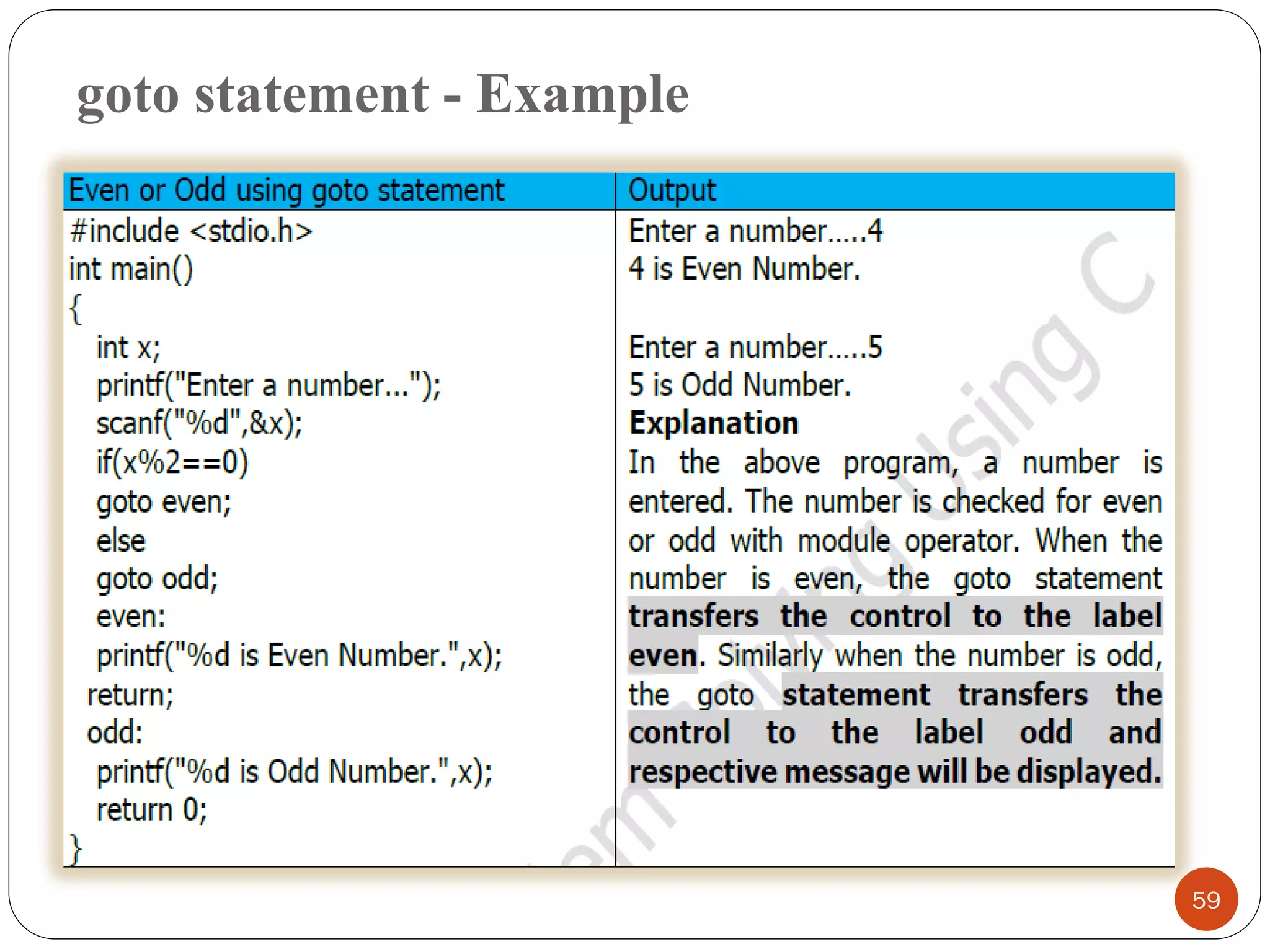 goto statement - Example
59
 