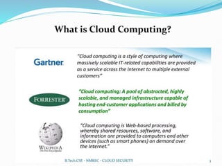 What is Cloud Computing?
B.Tech CSE - NMREC - CLOUD SECURITY 3
 