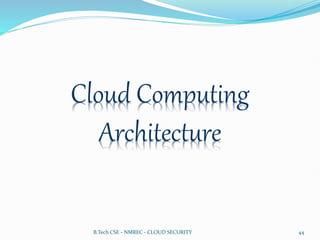 Cloud Computing
Architecture
B.Tech CSE - NMREC - CLOUD SECURITY 44
 