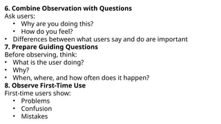 Comprehensive Guide to User Observation, Problem Definition, and ...
