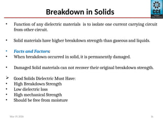 Breakdown in Liquid and Solid for High Voltage Engineering | PPTX