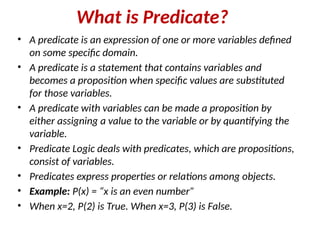 Comprehensive Guide to Predicate Logic in Artificial Intelligence | PPTX