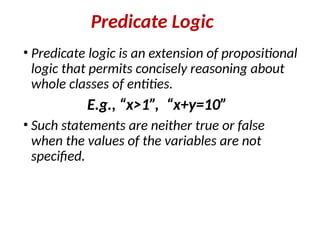 Comprehensive Guide to Predicate Logic in Artificial Intelligence | PPTX