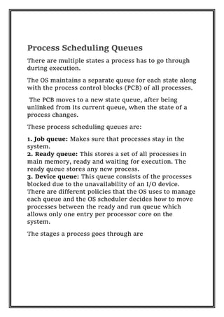 Process And Scheduling Algorithms in os | PDF