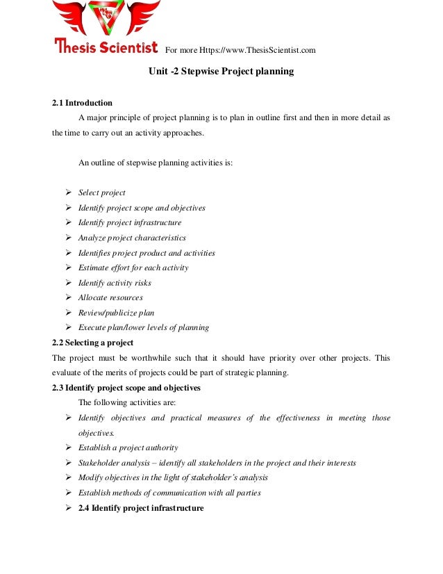 stepwise project planning in software development project planning outline