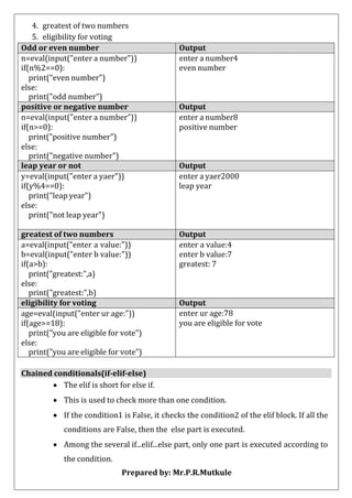 ESIT135 Problem Solving Using Python Notes of Unit-1 and Unit-2 | PDF