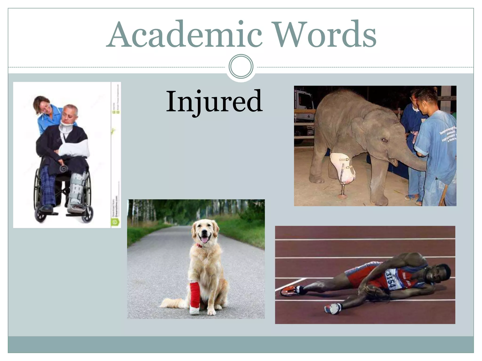 Academic Words
Injured
 