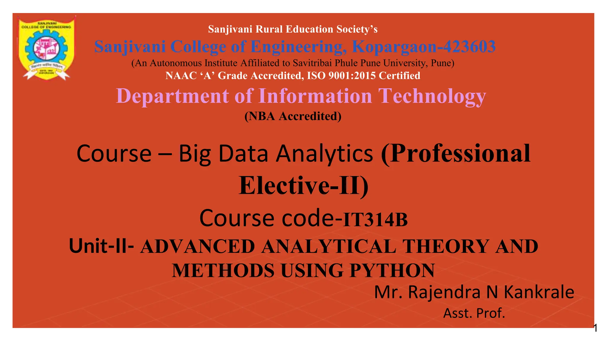 Unit2_Regression, ADVANCED ANALYTICAL THEORY AND METHODS USING PYTHON ...