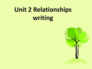 Unit 2 Relationships
writing
 