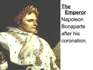 The Emperor Napoleon Bonaparte after his coronation.  