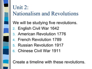 Unit 2: Nationalism and Revolutions ,[object Object],[object Object],[object Object],[object Object],[object Object],[object Object],[object Object]